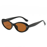 (6 PACK) Wholesale Sunglasses Oval Cat Eye Women Trendy Street 2025 - BulkSunglassesWholesale.com - Black Frame Tea Lens